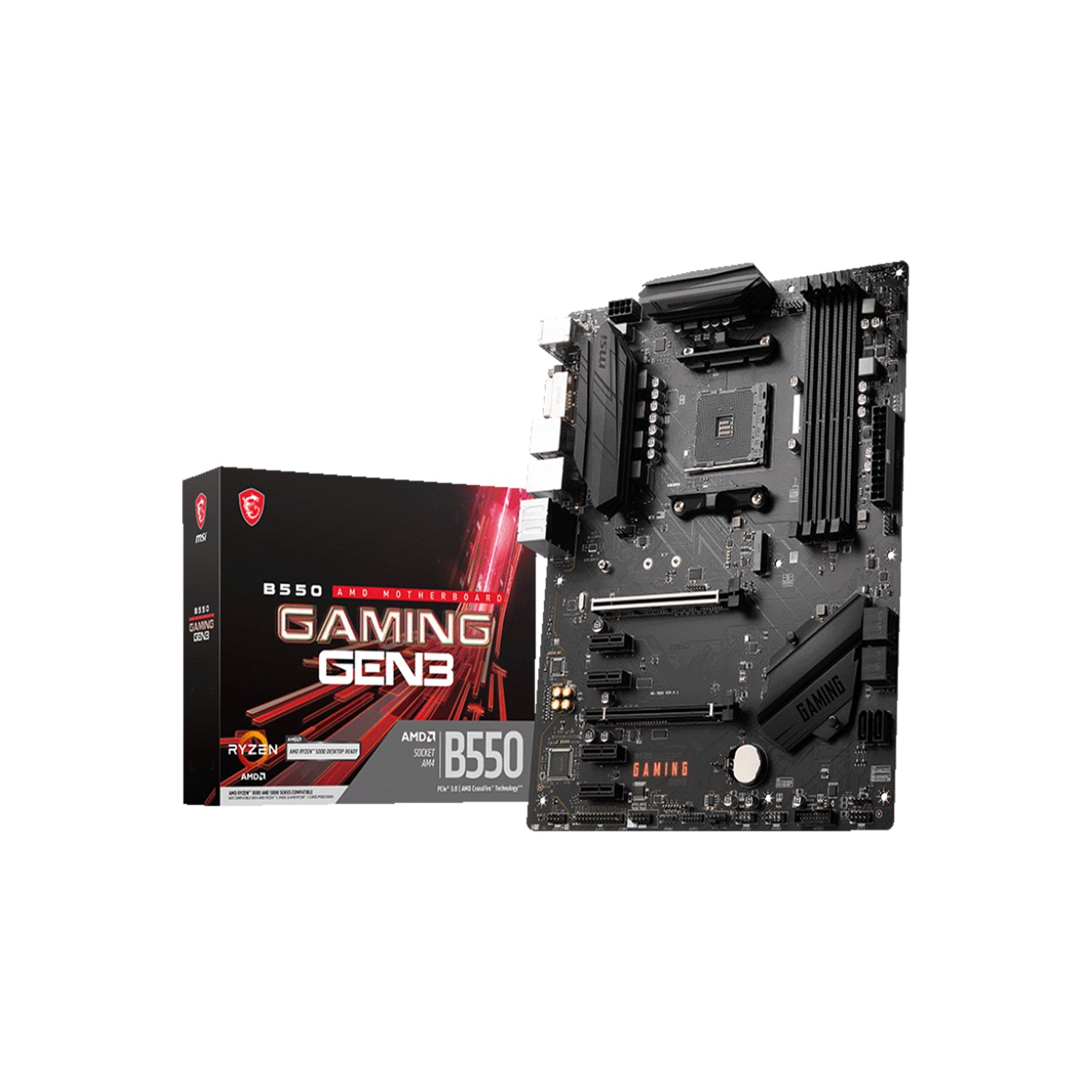 MSI B550 Gaming Gen 3 Motherboard, ATX - Support AMD Ryzen 5000/3000 Series Desktop Processor, With DDR4 Up to 128GB Max Memory, DVD-D/ HDMI