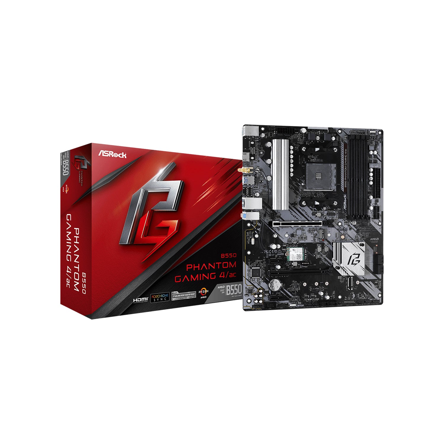 ASRock B550 Phantom Gaming 4/ac Motherboard - ATX - Support AMD Ryzen 3000G/ 4000G/ 5000G Series Desktop Processors,With DDR4 Up to 128GB Max Memory, HDMI