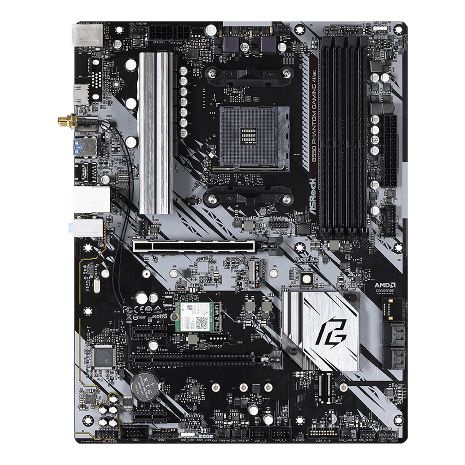 ASRock B550 Phantom Gaming 4/ac Motherboard - ATX - Support AMD Ryzen 3000G/ 4000G/ 5000G Series Desktop Processors,With DDR4 Up to 128GB Max Memory, HDMI