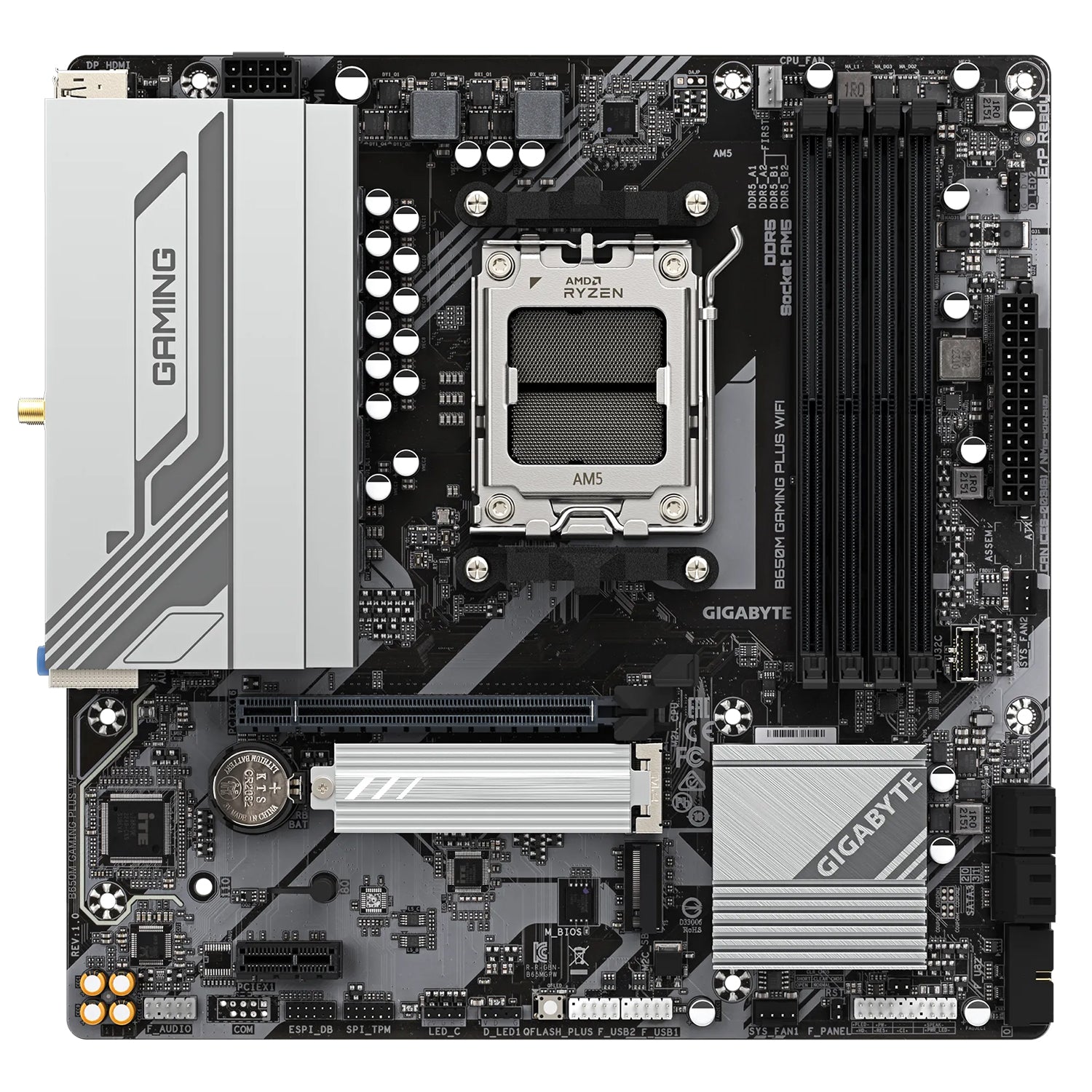 GIGABYTE B650M GAMING PLUS WIFI Motherboard | mATX - Supports AMD Ryzen 9000 / 8000 / 7000 Series Processors, PCIe 4.0, DDR5, Wi-Fi 6E, HDMI / Display Port