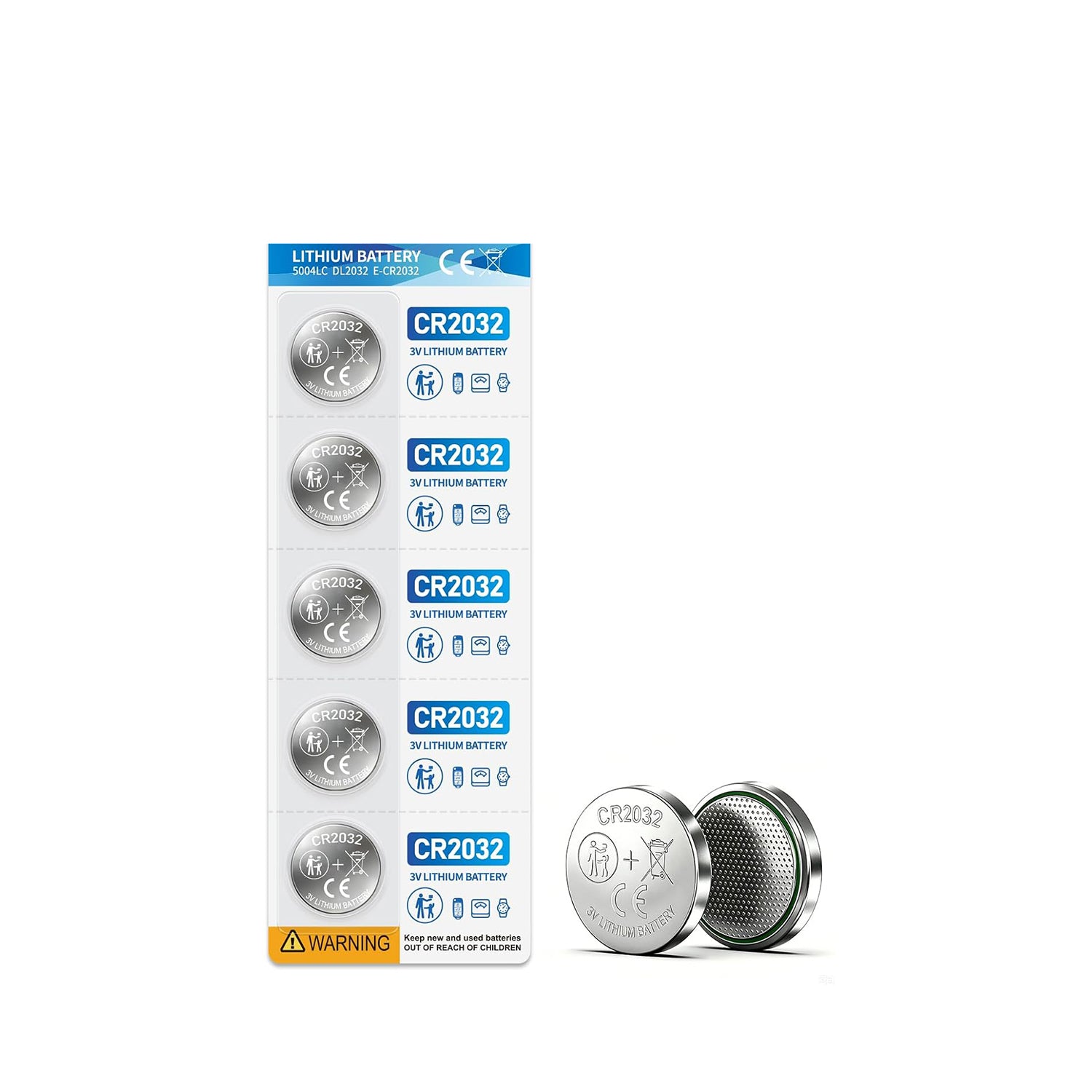 CR2032 3v 5 Pack Lithium Battery for Car Remote Key, Watches, Key Fobs.