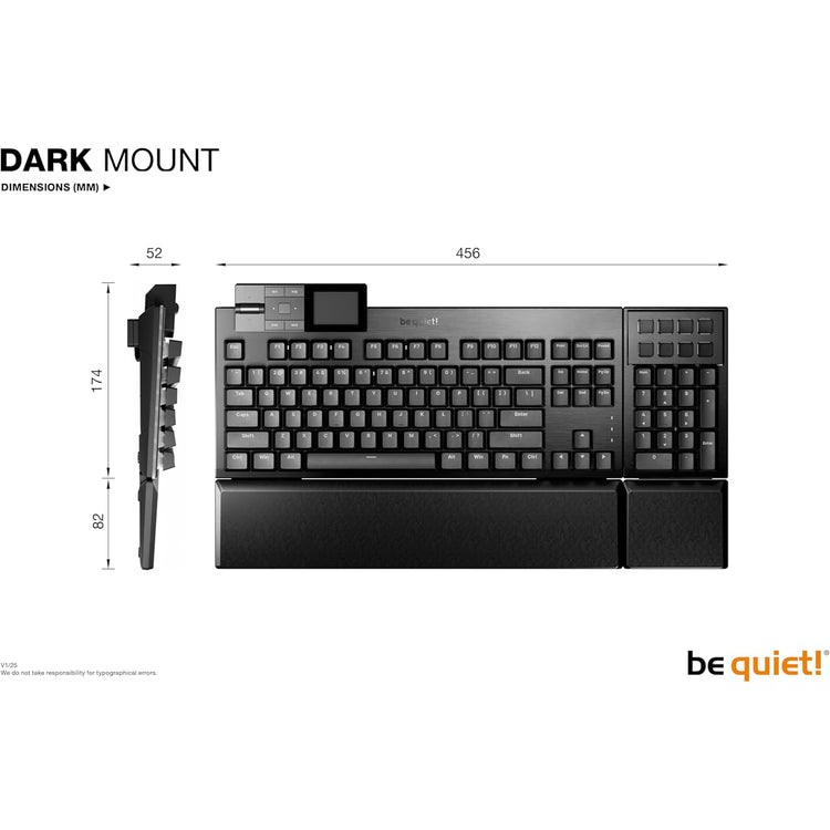 be quiet! Dark Mount (Silent Linear US) Mechanical Keyboard - Durable and ergonomic With Hot-swappable Numpad and Media Dock - BT001US