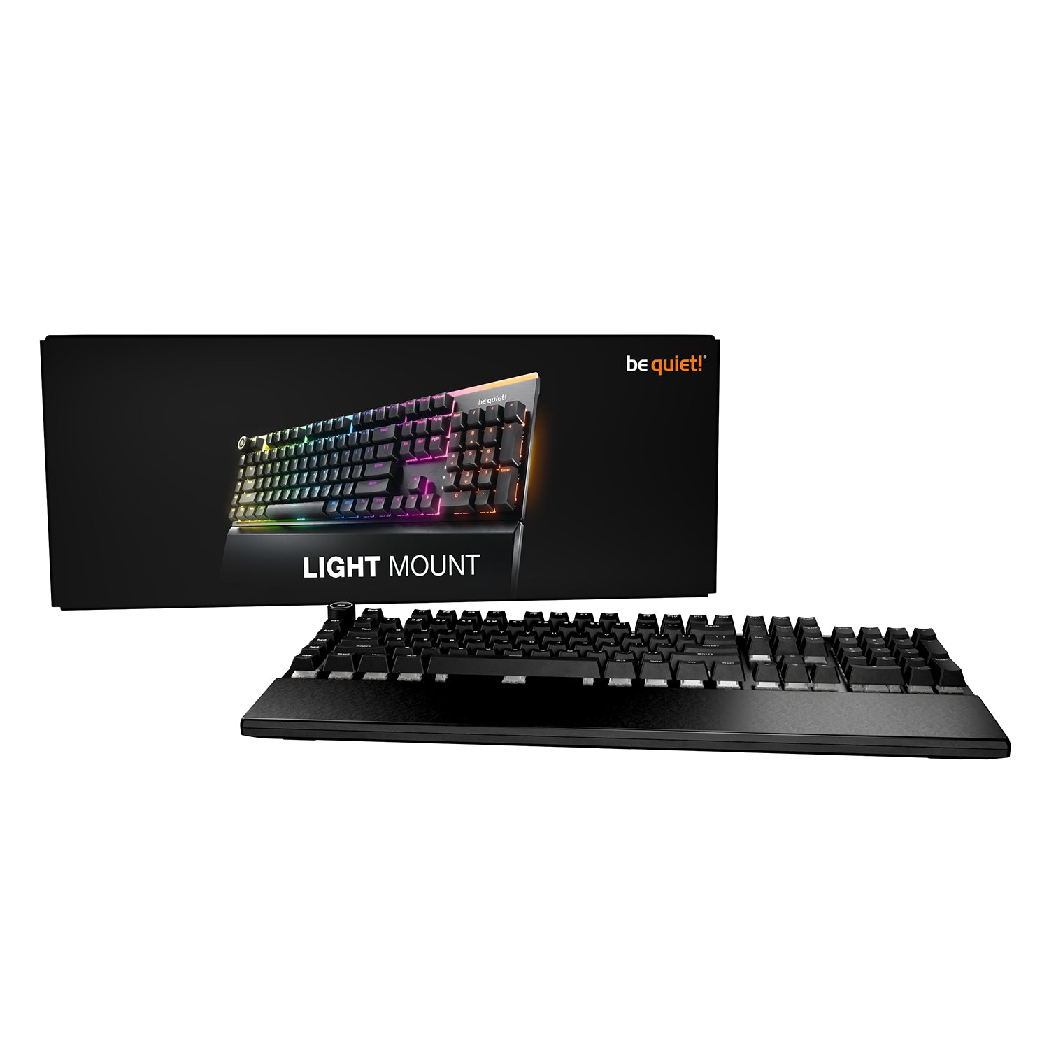 be quiet! Light Mount (Silent Tactile, US) Mechanical Keyboard - Hot-Swappable Lubricated Silent Switches | 3D Media Wheel |  Quality PBT Double-Shot Keycaps - BT004US