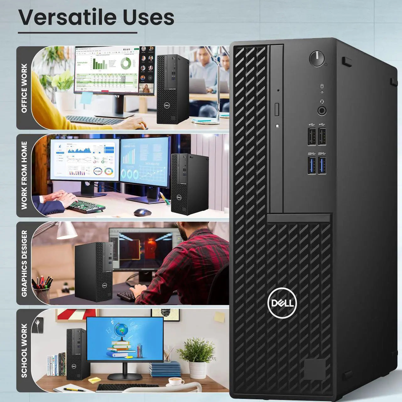 Dell OptiPlex 3080 SFF Desktop Computer - Black, Intel Core i5 10th Gen 4.50 GHz, 16GB - 32GB DDR4 RAM, 512GB - 2TB NVMe SSD, Windows 11 Pro, Wireless Keyboard and Mouse - Refurbished