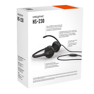 Creative HS-230 Analog Headset With Noise-Cancelling Mic and Inline Remote Control, 40 mm Neodymium Drives Plug-and-Play, Compatible With any PC or Mac Computer USB-A Port - (51EF1110AA000)