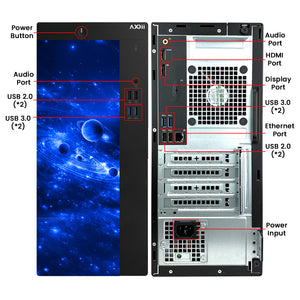 AXOII Custom RGB Desktop PC, Intel Core i5/i7 - 6th Gen Processor, 24-Inch FHD Monitor, 8GB - 16GB RAM, 256GB - 512GB SSD, Wi-Fi, Bluetooth - Windows 11 Pro