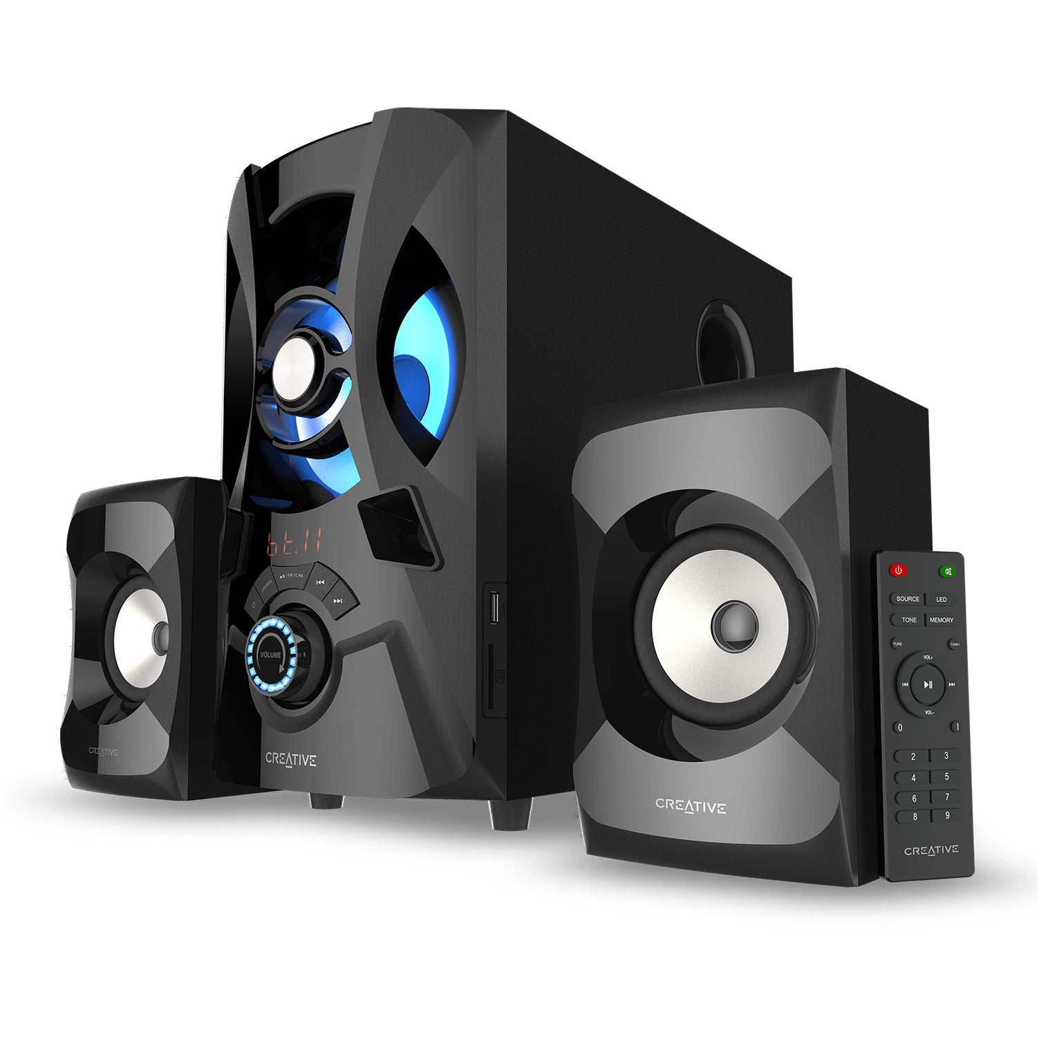 Creative SBS E2900 - 2.1 Powerful Bluetooth Speaker System With Subwoofer For TVs and Computers, Backlit LED - Black (51MF0490AA002)