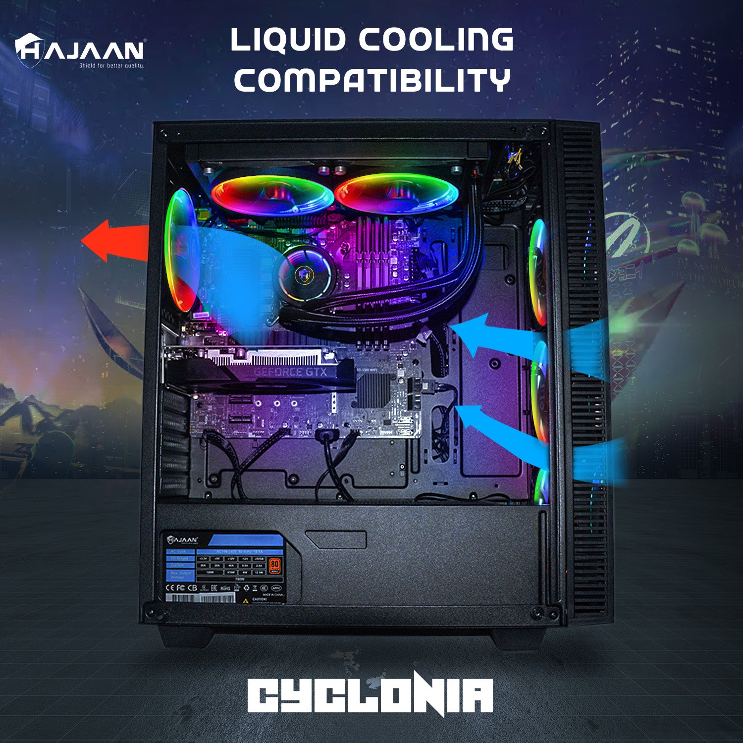 HAJAAN CYCLONIA Gaming PC - Liquid Cooled - Intel Core i7 10th/11th Gen Processor, 32 GB DDR4 RAM, 1 TB NVMe, 4 TB HDD Windows 11 Pro 64-bit