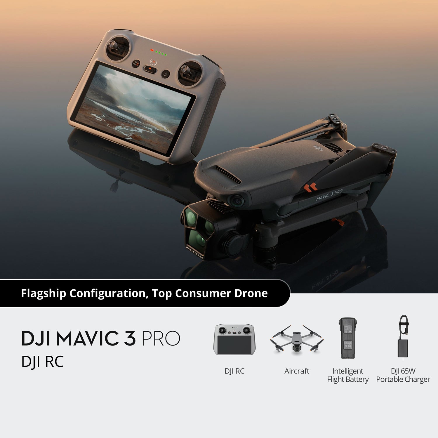 DJI Mavic 3 Pro (DJI RC) Drone, DJI RC Remote Controller, Dual Tele Cameras With Dynamic framing, Under 958 g, 43-Min Max Flight Time, Distance up to 28 Km - (CP.MA.00000654.01)