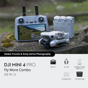 DJI Mini 4 Pro Fly More Combo (DJI RC 2) Drone | Ominidirectional Obstacle Sensing | Under 249 g | 34-Minutes Flight Time | Distance up to 18 Km - (CP.MA.00000735.01)