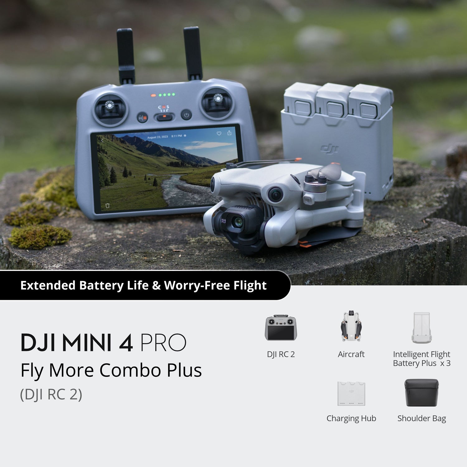 DJI Mini 4 Pro Fly More Combo Plus (DJI RC 2) Drone / Ominidirectional Obstacle Sensing / Under 249 g / 45-Minutes Flight Time / Distance up to 25 Km - (CP.MA.00000740.01)