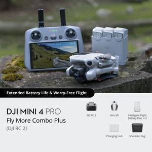 DJI Mini 4 Pro Fly More Combo Plus (DJI RC 2) Drone / Ominidirectional Obstacle Sensing / Under 249 g / 45-Minutes Flight Time / Distance up to 25 Km - (CP.MA.00000740.01)