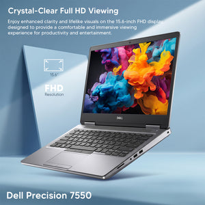 Dell Precision 7550 Mobile Workstation 15.6 inch FHD | Intel Core i7-10850H | 16GB RAM | 512GB SSD | Windows 11 Pro | Business Laptop | Refurbished