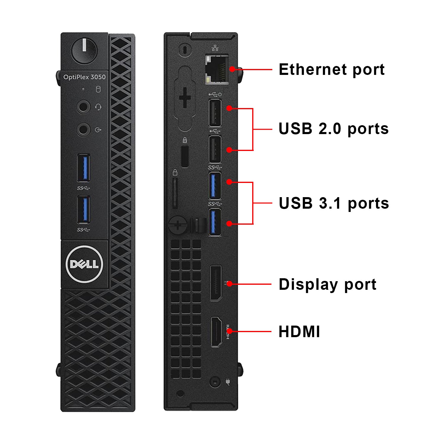 Desktop Computer Dell OptiPlex 3050 Tiny PC (Intel Core i5-6500T Gen up to 3.10GHz Processor | 16GB - 32GB DDR4 RAM | 256GB - 1TB SSD | Windows 10 Pro) Wireless Keyboard and Mouse - Refurbished