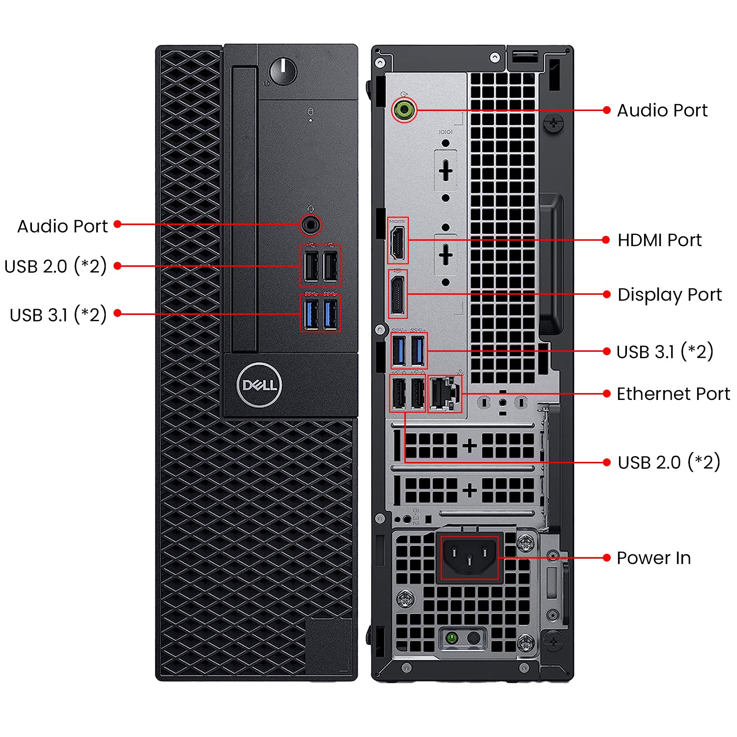 Dell Optiplex SFF Computer PC - Intel Core i7 - 8th Gen Up to 4.60 GHz Processor, 16GB DDR4 RAM, 256GB - 512GB SSD + 500GB HDD, Windows 11Pro, Dual New 24/27 inch FHD Monitor - Refurbished