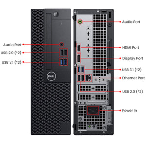Dell Optiplex SFF Computer PC - Intel Core i7 - 8th Gen Up to 4.60 GHz Processor, 16GB DDR4 RAM, 256GB - 512GB SSD + 500GB HDD, Windows 11Pro, Dual New 24/27 inch FHD Monitor - Refurbished