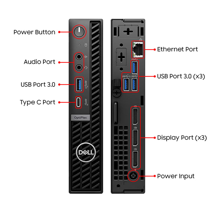 Dell OptiPlex 7010 Plus Micro Desktop Computer - Intel Hexa-Core i5 13th Gen Up to 4.60GHz, 16GB DDR5, 512GB NVMe SSD, Windows 11 Pro (Refurbished)