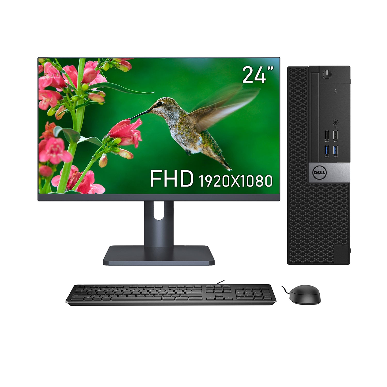 Dell Computer OptiPlex SFF Desktop PC| Intel Core i5 up to 3.60 GHz Processor| 16GB - 32GB DDR4 RAM| 256GB -2TB SSD| Windows 10 Pro| New 24 inch FHD Monitor| HDMI| WIFI - Refurbished