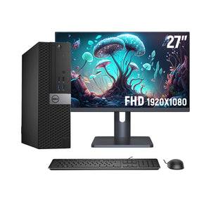 Dell OptiPlex SFF Desktop Computer PC, New 27 inch FHD Monitor, Intel Core i5 up to 3.60 GHz Processor, 16GB - 32GB DDR4 RAM, 256GB - 2TB SSD, Windows 10 Pro, HDMI, WIFI- Refurbished