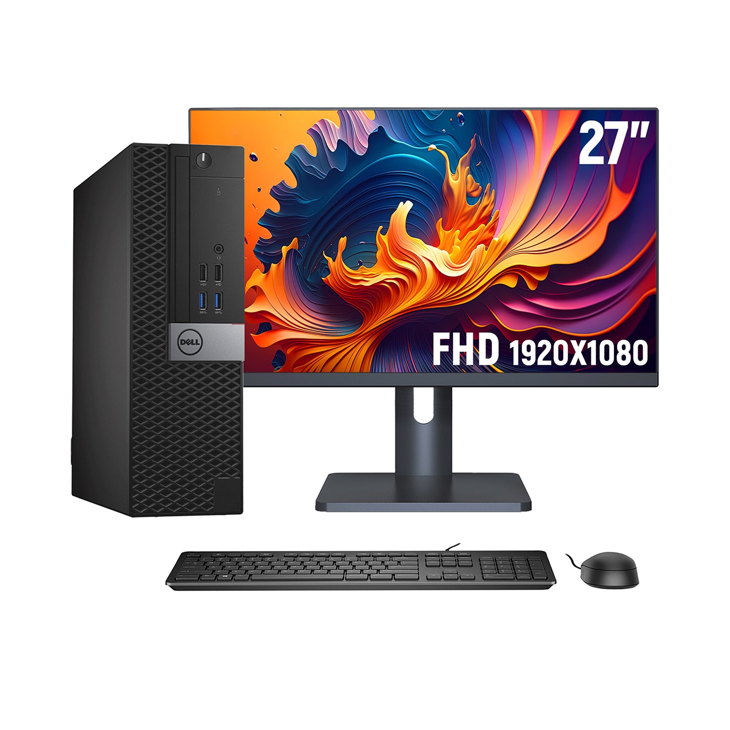 Dell OptiPlex SFF High Performance Desktop Computer PC, New 27 inch FHD Monitor (Intel Core i7 up to 4.00 GHz Processor| 16GB - 32GB DDR4 RAM| 256GB - 2TB SSD| Windows 10 Pro| HDMI| WiFi) - Refurbished