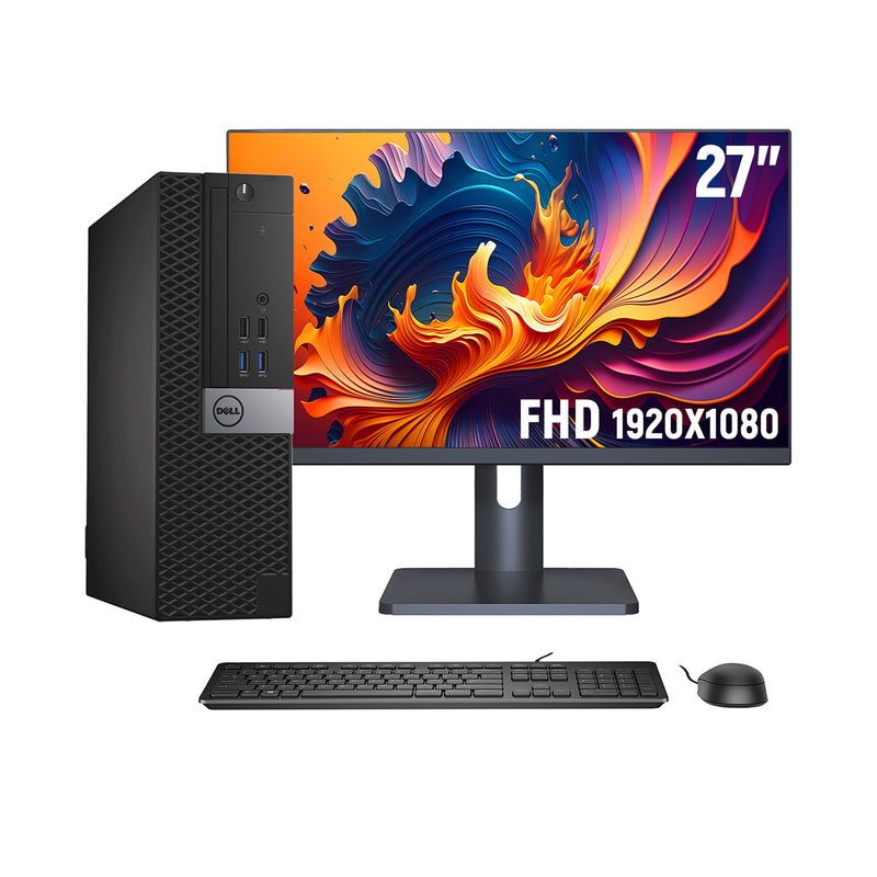 Dell OptiPlex SFF High Performance Desktop Computer PC, New 27 inch FHD Monitor (Intel Core i7 up to 4.00 GHz Processor| 16GB - 32GB DDR4 RAM| 256GB - 2TB SSD| Windows 10 Pro| HDMI| WiFi) - Refurbished