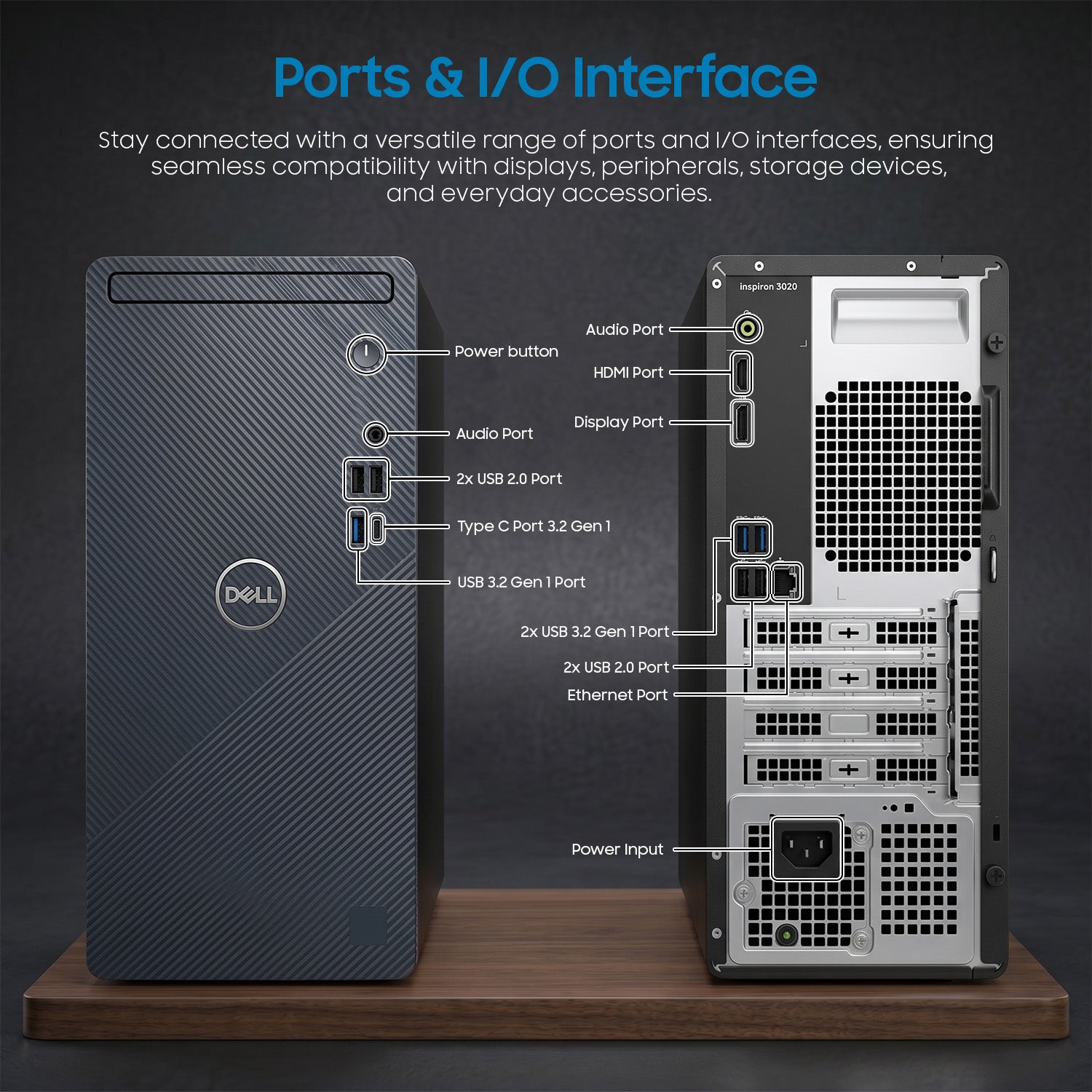 Dell Inspiron 3020 Tower Desktop i5-13400 16GB RAM 512GB NVMe SSD Win 11 Pro