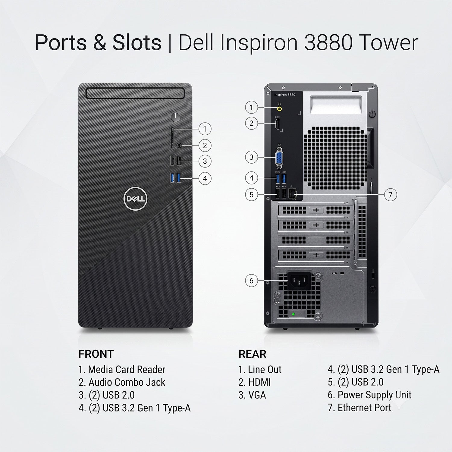 Dell Inspiron 3880 Desktop Tower Computer | Intel Core i5/i7 - 10th Gen Processor | 16GB DDR4 RAM | 512GB NVMe SSD | Windows 11 Pro | Refurbished