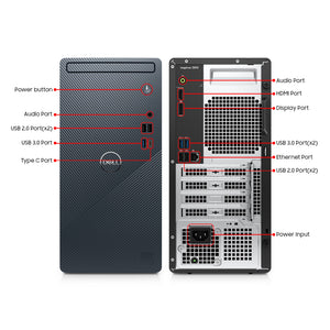 Dell Inspiron 3910 Tower Desktop PC | Intel Core i3 - 12th Gen Hexa-Core | 16GB DDR4 RAM | 256GB NVMe SSD | Windows 11 Pro | WiFi | Wireless Keyboard & Mouse - Refurbished