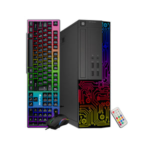 Dell OptiPlex Desktop Customized RGB Lights Computer Intel i5 Quad-Core Processor 8GB RAM 512GB SSD Win 10 Pro WIFI, Gaming PC Keyboard & Mouse - Refurbished