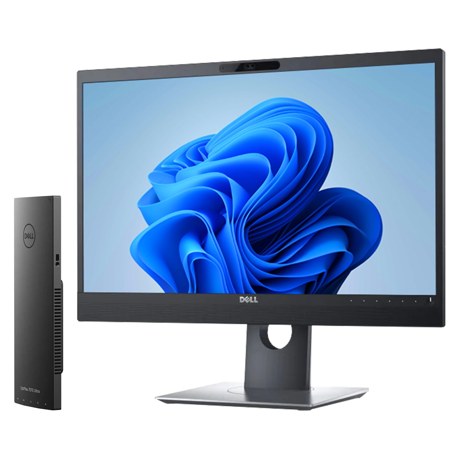 Dell OptiPlex 7070 UFF Desktop Computer With Dell 24-inch FHD Monitor for Video Conferencing - Intel Core i5-8265U / 8th Gen Up to 3.90 GHz Processor, 16GB DDR4 RAM, 256GB NVMe SSD, Windows 11 Pro - Refurbished