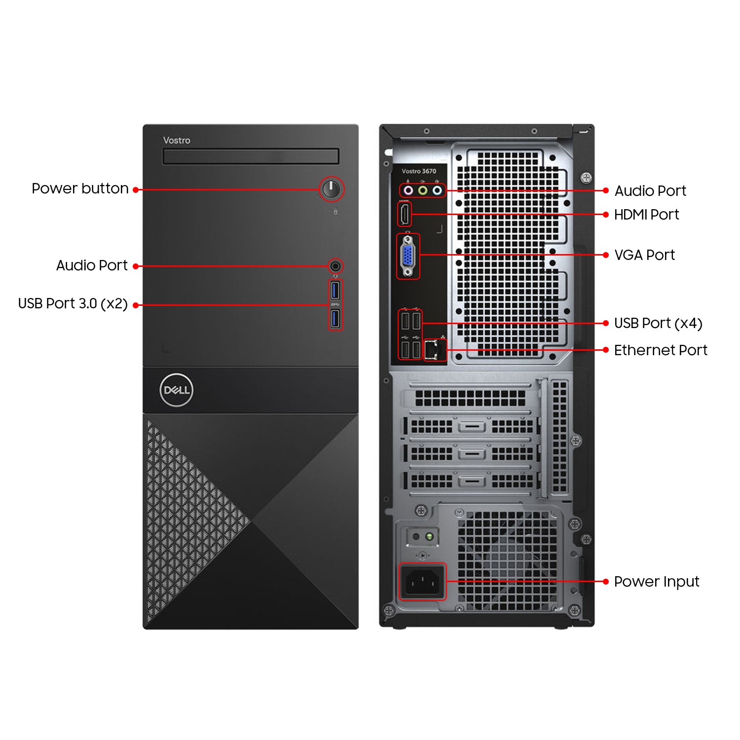 Dell Vostro 3670 Desktop Computer Tower, Intel i7- 9th Gen 8-Core Processor, 32GB DDR4 RAM, 1TB NVMe SSD, Windows 11 Pro, Wireless Keyboard & Mouse Included - Refurbished PC