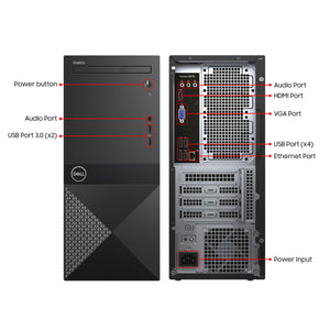 Dell Vostro 3670 Desktop Computer Tower, Intel i7- 9th Gen 8-Core Processor, 32GB DDR4 RAM, 1TB NVMe SSD, Windows 11 Pro, Wireless Keyboard & Mouse Included - Refurbished PC