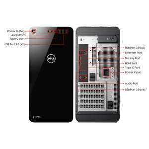 Dell 8930 XPS Desktop Computer Tower, Intel i5- 8th Gen Processor, 16GB DDR4 RAM, 256GB NVME + 500GB HDD, Windows 11 Pro, Wireless Keyboard & Mouse Included - Refurbished PC (Black)