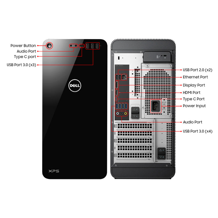 Dell 8930 XPS Desktop Computer Tower, Intel i5- 8th Gen Processor, 16GB DDR4 RAM, 256GB NVME + 500GB HDD, Windows 11 Pro, Wireless Keyboard & Mouse Included - Refurbished PC (Black)