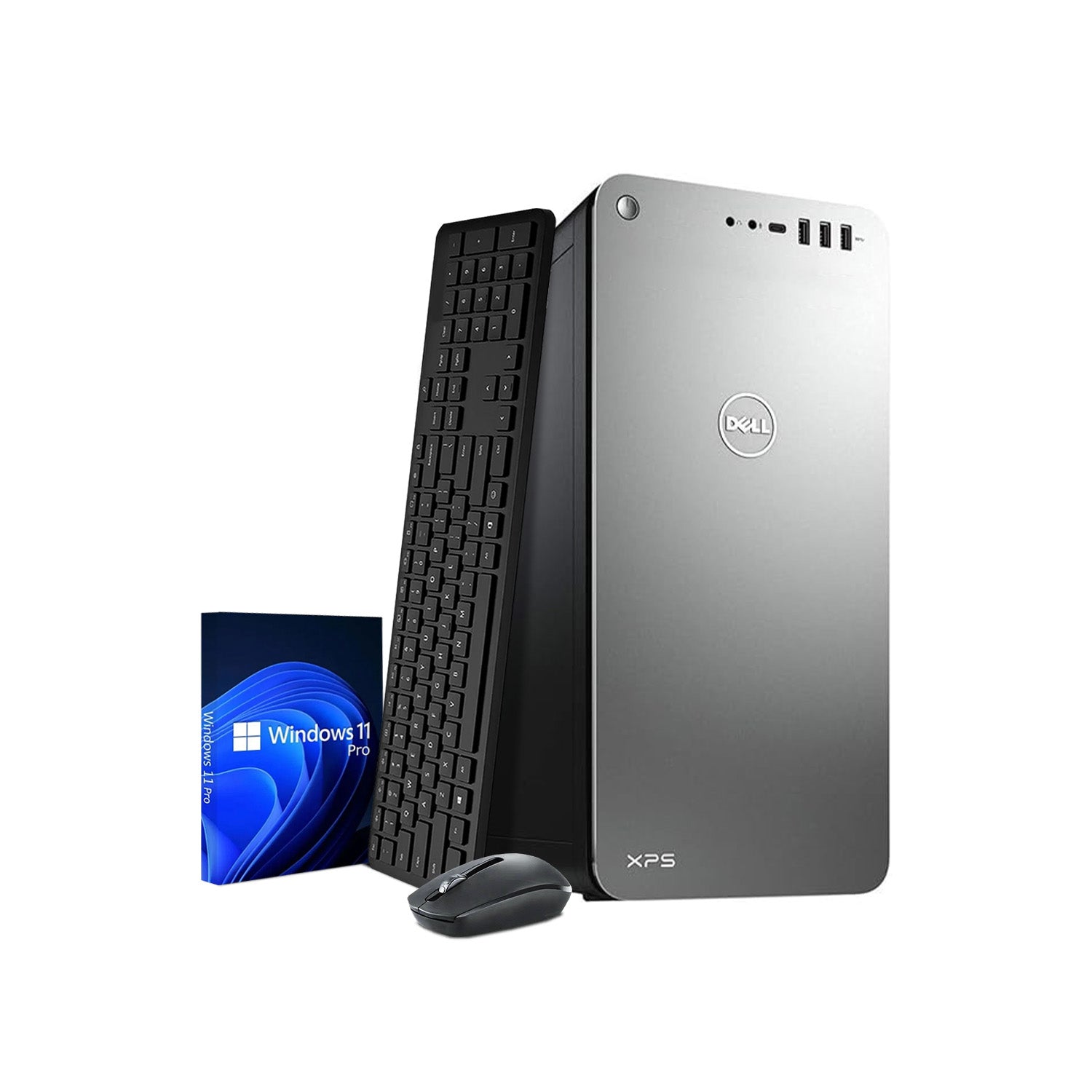 Dell XPS 8930 Desktop Tower, Intel i5- 9th Gen Processor, 16GB DDR4 RAM, 256GB NVME + 500GB HDD, Windows 11 Pro, Wireless Keyboard & Mouse Included - Refurbished PC (Silver)