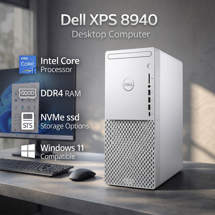 Dell XPS 8940 Desktop Tower PC | Intel Core i7-10700 | 32GB RAM | 512GB NVMe SSD | Windows 11 Pro | Refurbished (White)