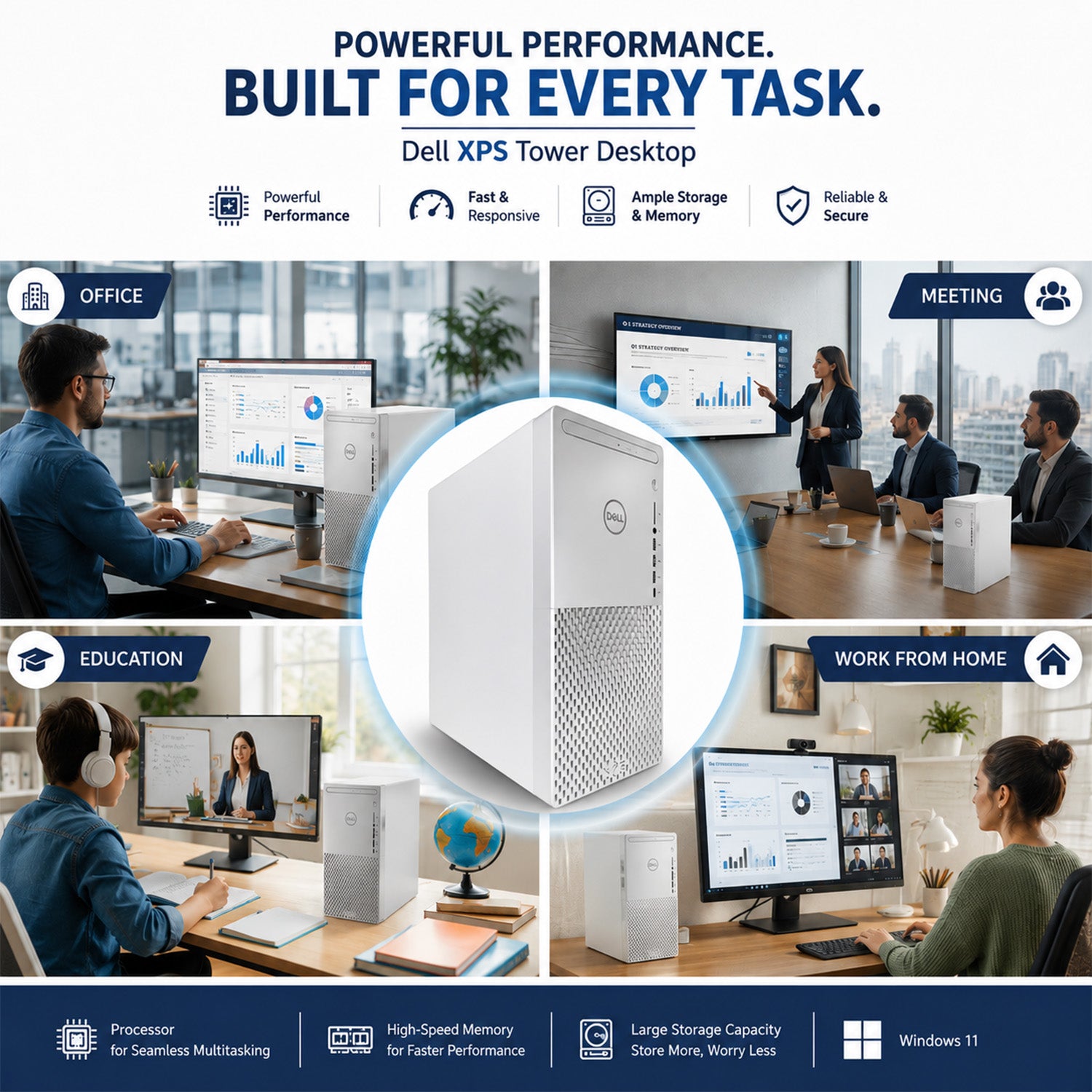 Dell XPS 8940 Desktop Tower PC | Intel Core i7-10700 | 32GB RAM | 512GB NVMe SSD | Windows 11 Pro | Refurbished (White)