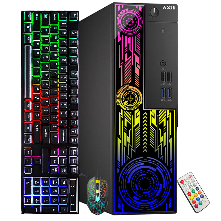 AXOII ELECTRA RGB Desktop PC - Intel Core I5 - 8th Gen Up to 4.10 GHz Processor, AMD / GeForce Graphics Card, 16GB DDR4 RAM, 256GB NVMe + 1TB HDD, Gaming Keyboard & Mouse - Windows 11 Pro