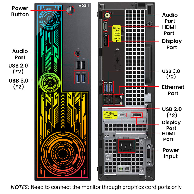AXOII Electra Gaming Desktop PC, Intel Core i7 Processor, Graphics Card - AMD RX 550 / GT1030, 16GB DDR4 RAM, 512GB - 1TB NVMe SSD, 24/27 Inch FHD Monitor, Bluetooth - Windows 11 Pro