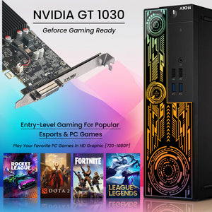 AXOII Electra Gaming Desktop PC, Intel Core i7 Processor, Graphics Card - AMD RX 550 / GT1030, 16GB DDR4 RAM, 512GB - 1TB NVMe SSD, 24/27 Inch FHD Monitor, Bluetooth - Windows 11 Pro