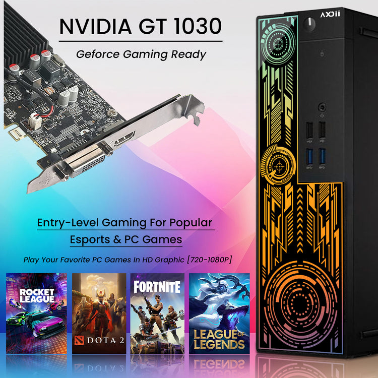 AXOII Electra Gaming PC, Intel Core i7 Processor, Graphics Card - AMD RX 550 / GT1030, 16GB DDR4 RAM, 512GB SSD, 24 Inch FHD Monitor, Headset / Speaker - Windows 11 Pro