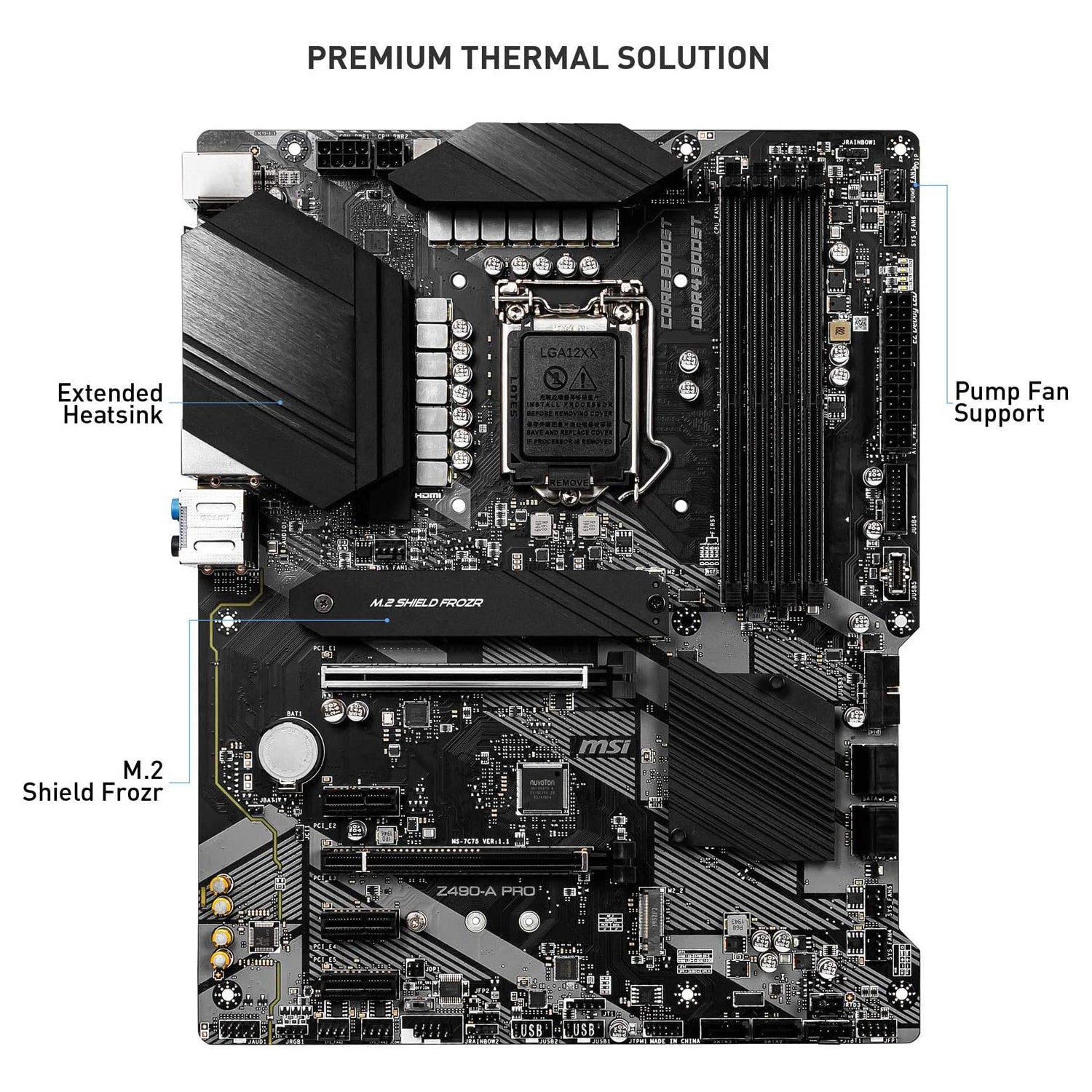 MSI Z490-A PRO ProSeries Motherboard ATX, LGA 1200 Socket , Intel 10th/11th Gen, M.2, USB 3.2 Gen 2, DDR4, CFX, Gigabit LAN, HDMI/ DisplayPort