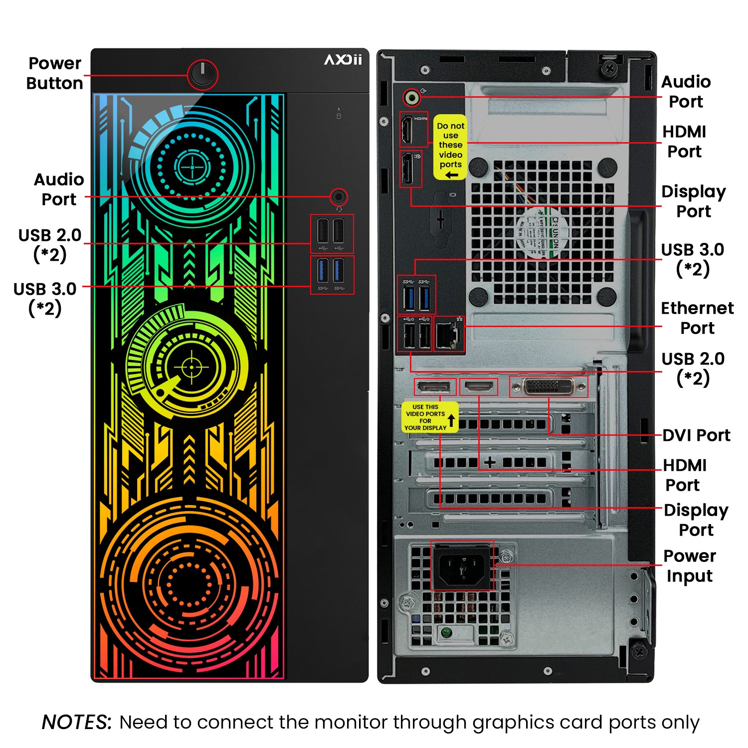 AXOII Electra Gaming PC, Intel Core i5/i7 Processor, Graphics Card - GTX 1050 / GTX 1650 / RTX 3050, 32GB DDR4 RAM, 1TB M.2 NVMe SSD, 24/27 Inch Gaming Monitor, Bluetooth - Windows 11 Pro