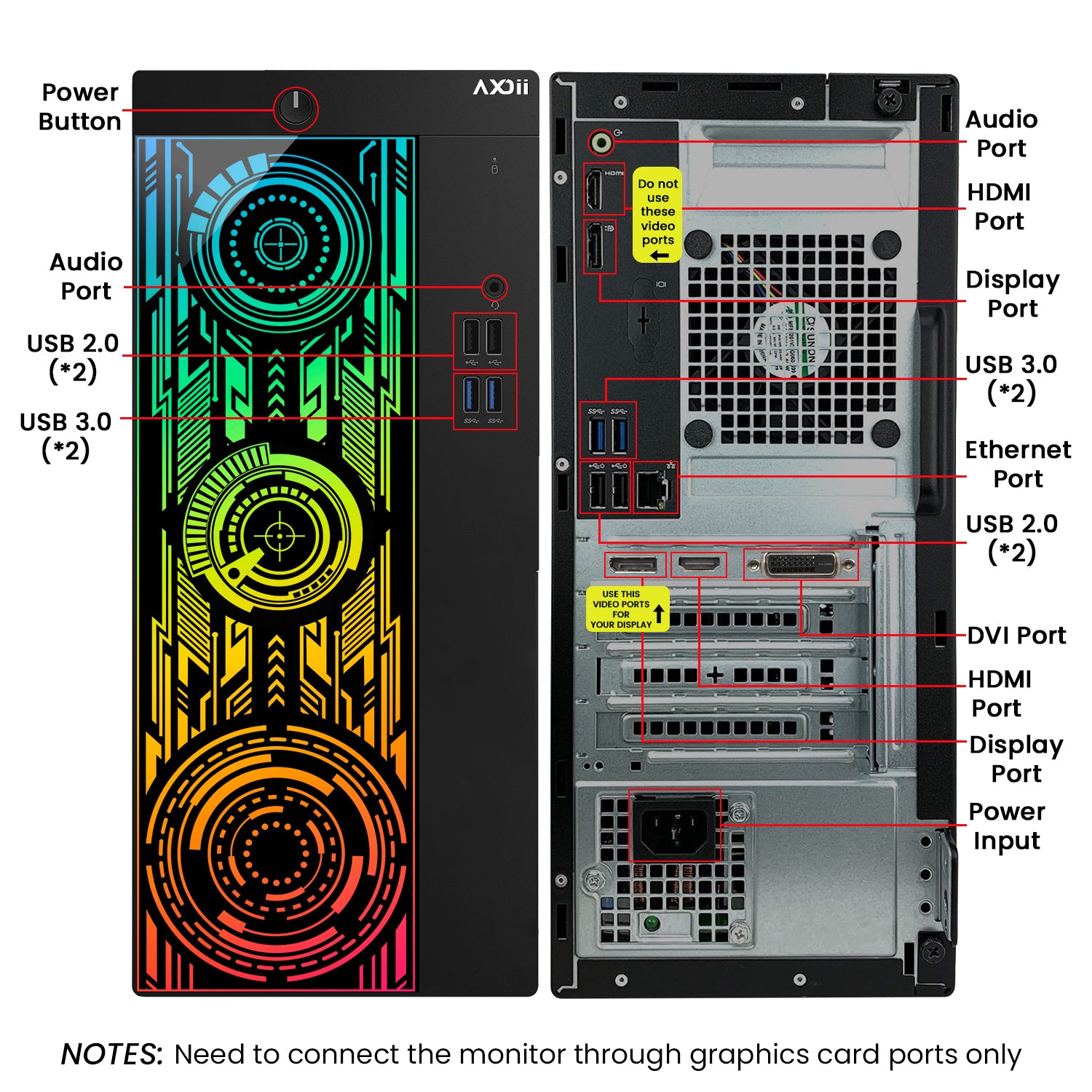 AXOII Electra Gaming PC, Intel Core i5/i7 Processor, Graphics Card - GTX 1050 / GTX 1650 / RTX 3050, 32GB DDR4 RAM, 1TB M.2 NVMe SSD, 24/27 Inch Gaming Monitor, Bluetooth - Windows 11 Pro