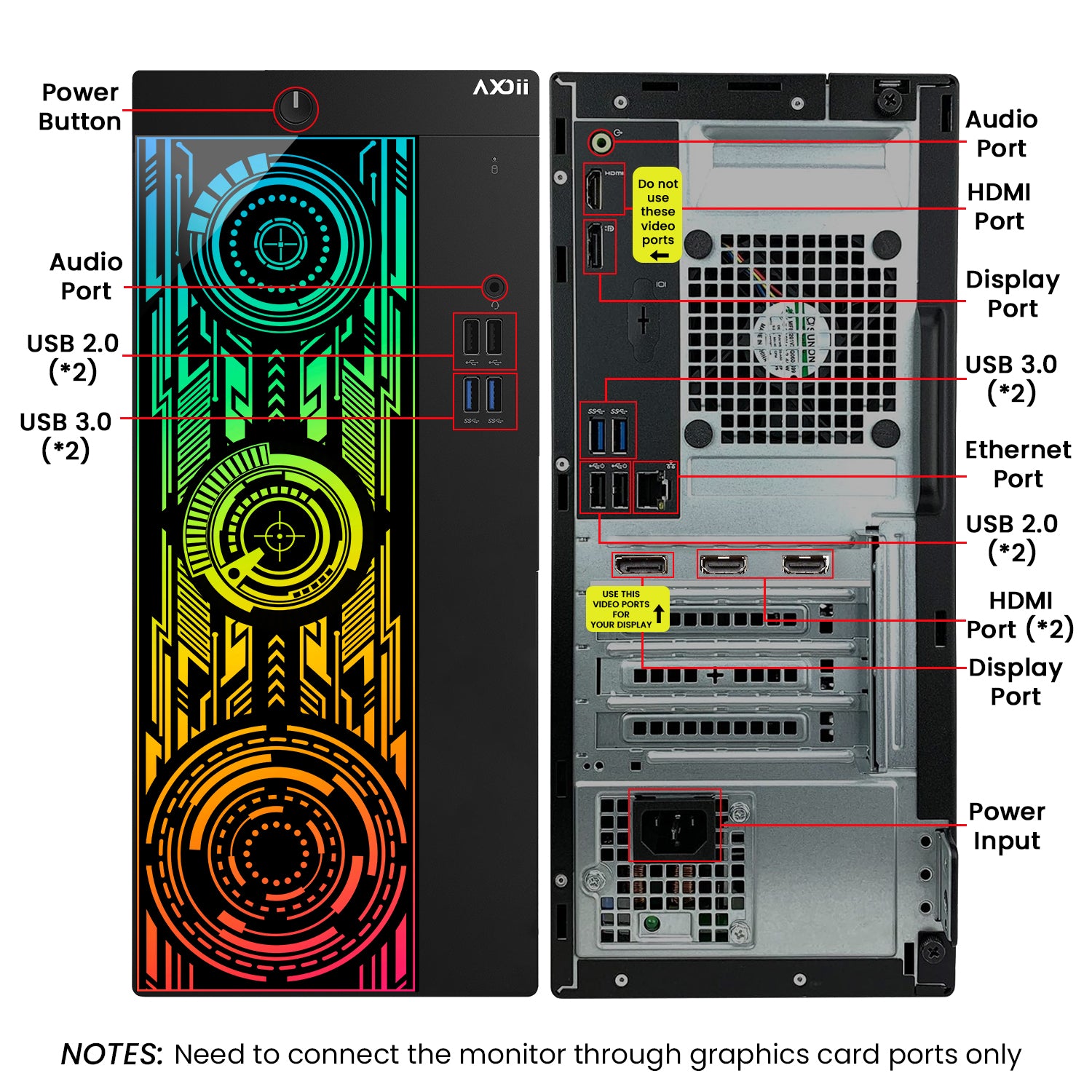 AXOII Electra Gaming PC, Intel Core i5/i7 Processor, Graphics Card - GTX 1050 / GTX 1650 / RTX 3050, 32GB DDR4 RAM, 1TB M.2 NVMe SSD, 24/27 Inch Gaming Monitor, Bluetooth - Windows 11 Pro