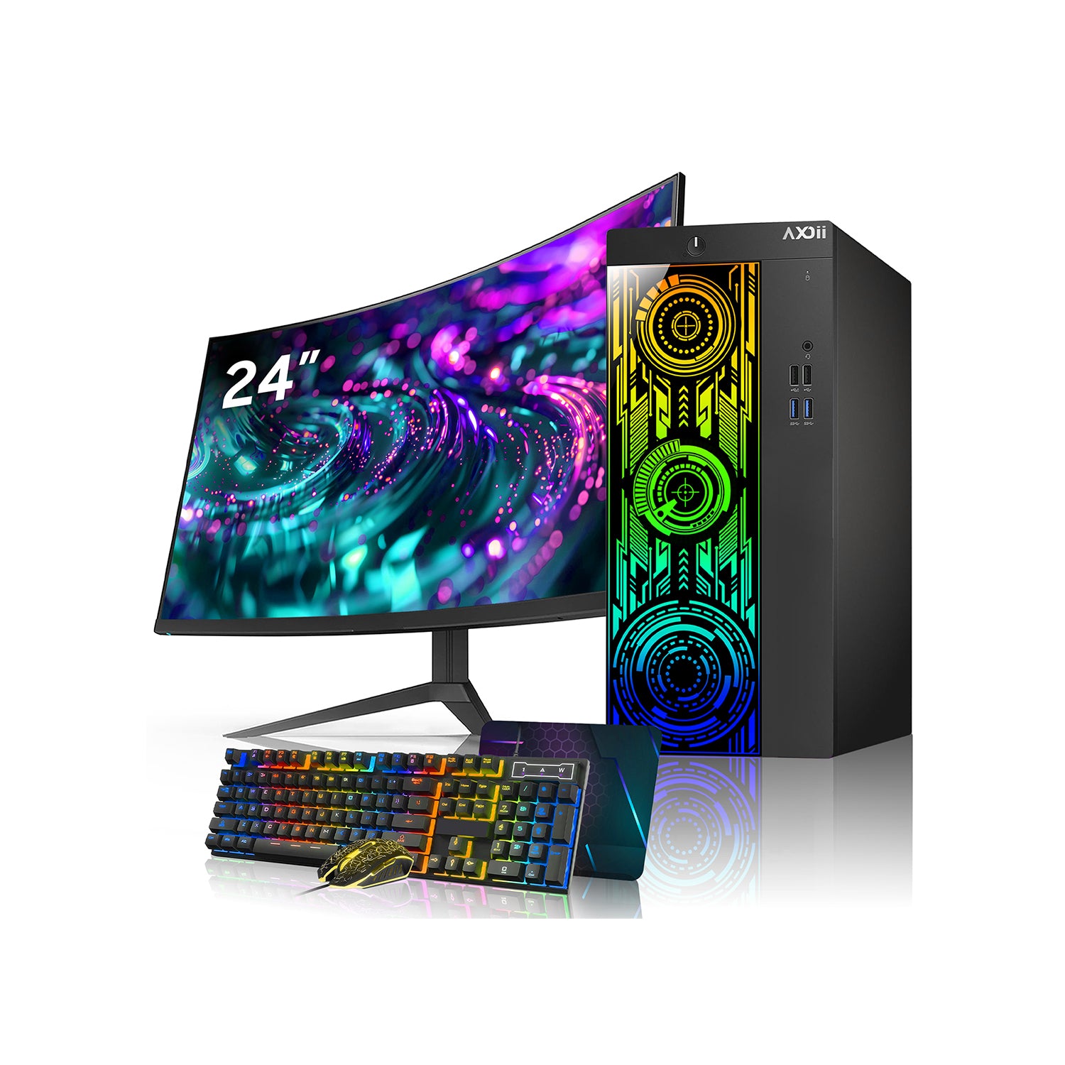 AXOII Electra Gaming PC, Intel Core i5/i7 Processor, Graphics Card - GTX 1050 / GTX 1650 / RTX 3050, 32GB DDR4 RAM, 1TB M.2 NVMe SSD, 24/27 Inch Gaming Monitor, Bluetooth - Windows 11 Pro