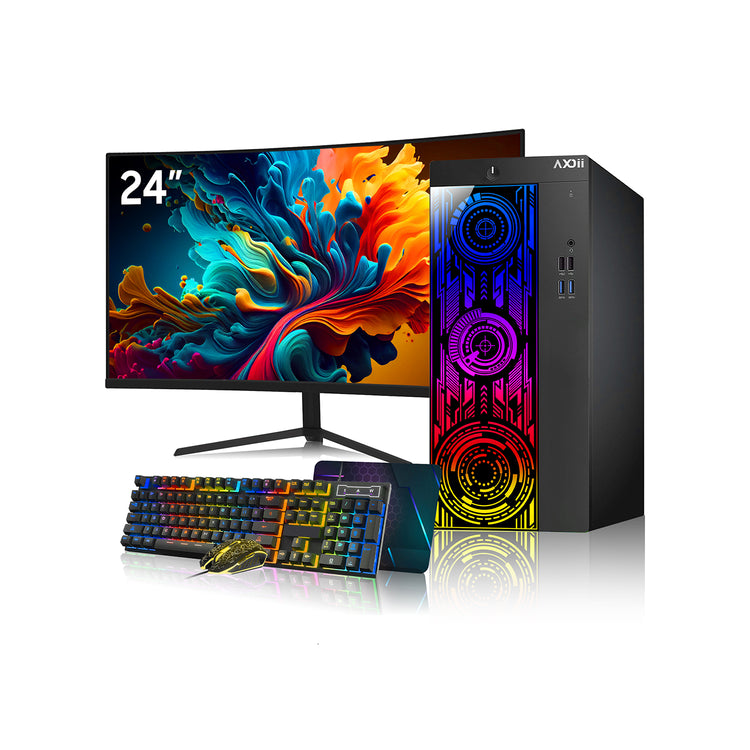 AXOII Electra Gaming PC, Intel Core i5/i7 Processor, Graphics Card - GTX 1050 / GTX 1650 / RTX 3050, 32GB DDR4 RAM, 1TB M.2 NVMe SSD, 24/27 Inch Gaming Monitor, Bluetooth - Windows 11 Pro