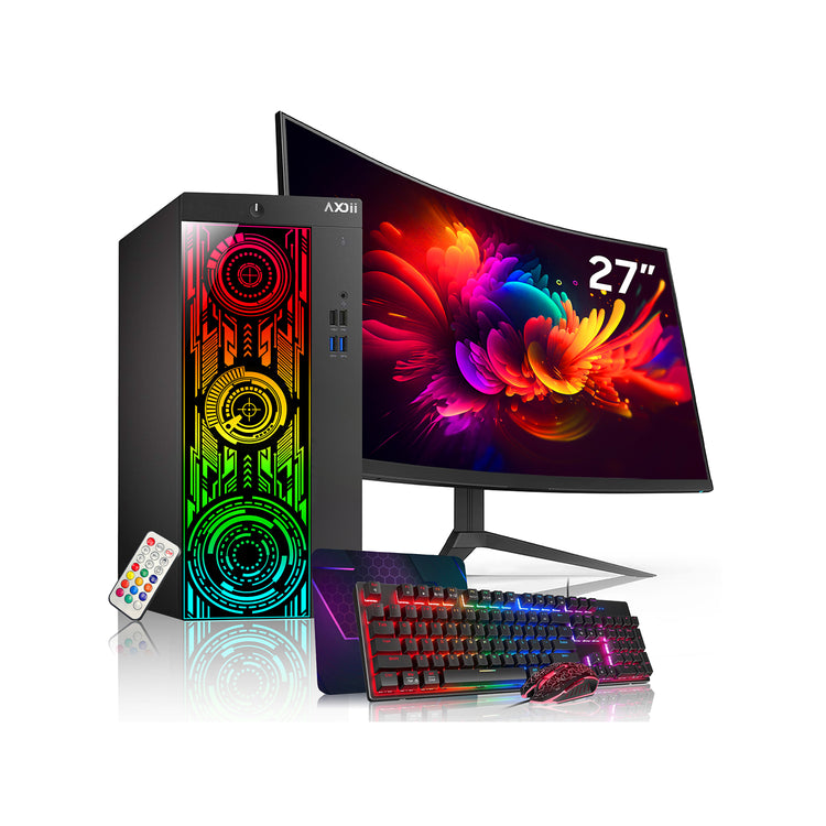 AXOII Electra Gaming PC, Intel Core i5/i7 Processor, Graphics Card - GTX 1050 / GTX 1650 / RTX 3050, 32GB DDR4 RAM, 1TB M.2 NVMe SSD, 24/27 Inch Gaming Monitor, Bluetooth - Windows 11 Pro