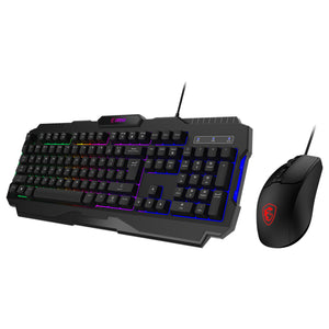 MSI FORGE GK 100 Combo - Gaming RBG Keyboard & Mouse Set, Backlight & Optical Mouse, 19-Keys Anti-Ghosting, 6400 DPI Optical Sensor, Interface - USB 2.0