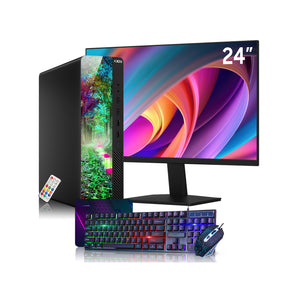 AXOII RGB Desktop PC Bundle with 24" / 27" Display FHD Monitor - Intel Core i5 / i7 - 8th Gen Processor, 16GB DDR4 RAM, 256GB / 512GB SSD, Wi-Fi, Windows 11 Pro - Refurbished